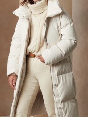Banana Republic Long Cream Puffer Coat